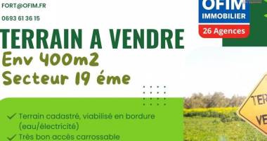 a vendre à 106600€ - terrain viabilisé d'environ 400m2 au 19 éme - le tampon