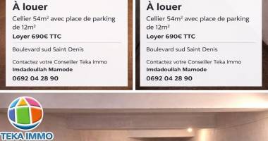 location cellier 54 m² boulevard sud – stockage professionnel ou particulier avec parking – libre de suite