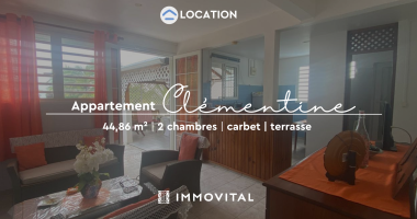 a louer à baillif : bel appartement t3 meublé avec terrasse et carbet