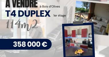 À vendre – duplex t4 d’exception de 114 m2 à bois d'olive saint-pierre à 358 000€