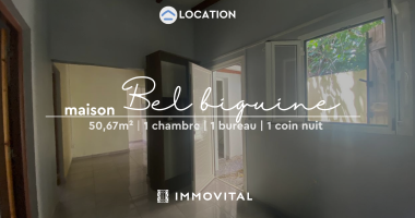 À louer : maison t2 fonctionnelle vide avec terrasse couverte et cour privative