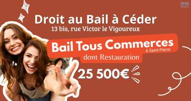 a céder droit au bail tous commerce dont restauration, 13 bis rue victor le vigoureux à saint-pierre | 25500€