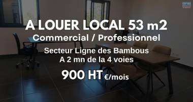 a louer local commercial / professionnel de 53m2 | secteur ligne des bambous saint-pierre - tampon