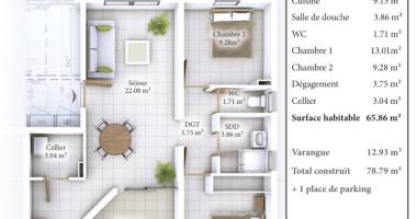 appartement t3 - résidence diamant - sainte -anne