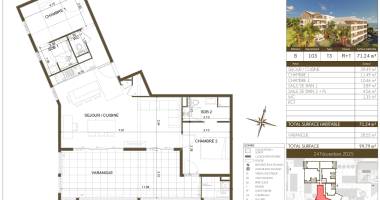 appartement t3 - r+1 - 71,24 m2 - résidence belvédère du fort