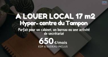 À louer – local professionnel 17 m² à 650€ / mois edf & sudeau inclus – centre-ville du tampon