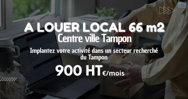 À louer  900 € – local professionnel ou commercial de 66 m² – le tampon centre ville