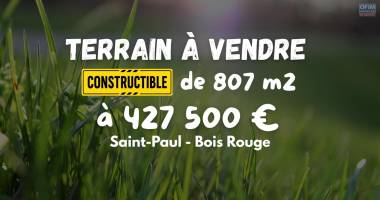 🌿 À vendre – magnifique terrain constructible de 807 m² à 427 500 € | bois rouge – saint-paul